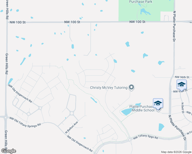 map of restaurants, bars, coffee shops, grocery stores, and more near 3500 Northwest 95th Street in Kansas City