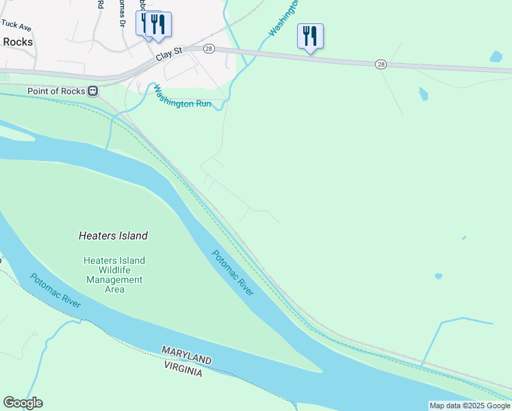 map of restaurants, bars, coffee shops, grocery stores, and more near 4142 Rock Hall Road in Point of Rocks
