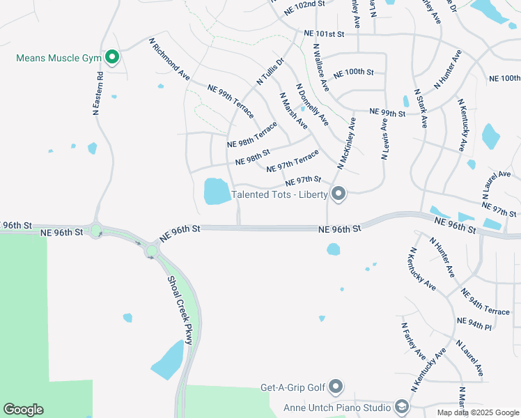 map of restaurants, bars, coffee shops, grocery stores, and more near 9601 North Tullis Drive in Kansas City