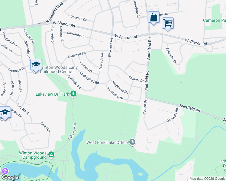 map of restaurants, bars, coffee shops, grocery stores, and more near 547 Waycross Road in Cincinnati