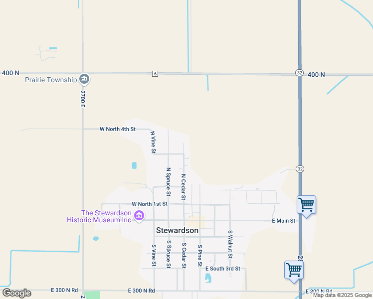map of restaurants, bars, coffee shops, grocery stores, and more near 411 North Cedar Street in Stewardson