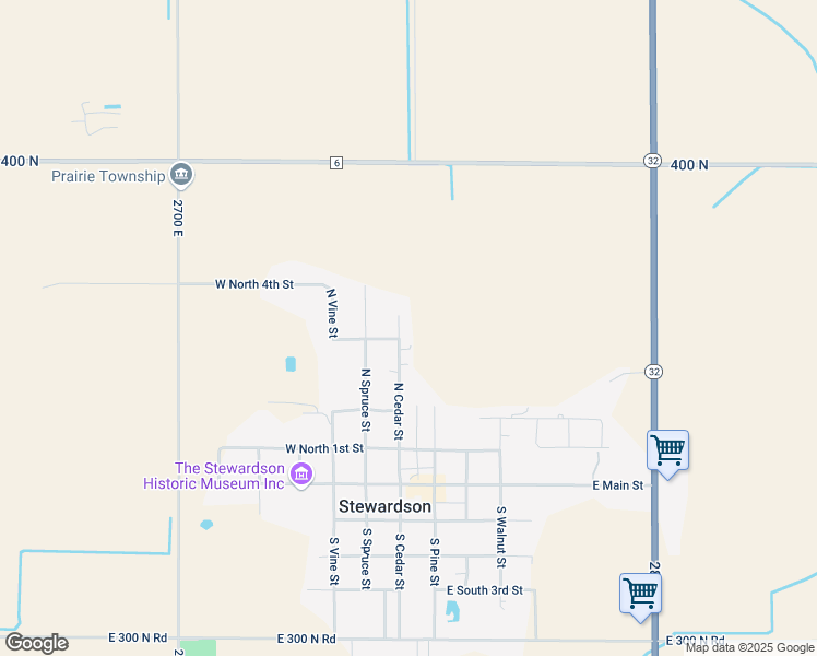 map of restaurants, bars, coffee shops, grocery stores, and more near 411-415 North Cedar Street in Stewardson