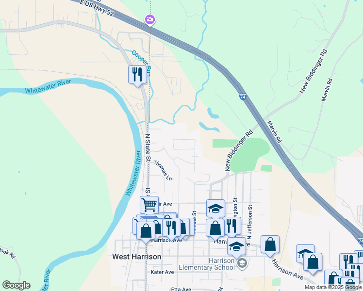 map of restaurants, bars, coffee shops, grocery stores, and more near 301 Constance Place in Harrison