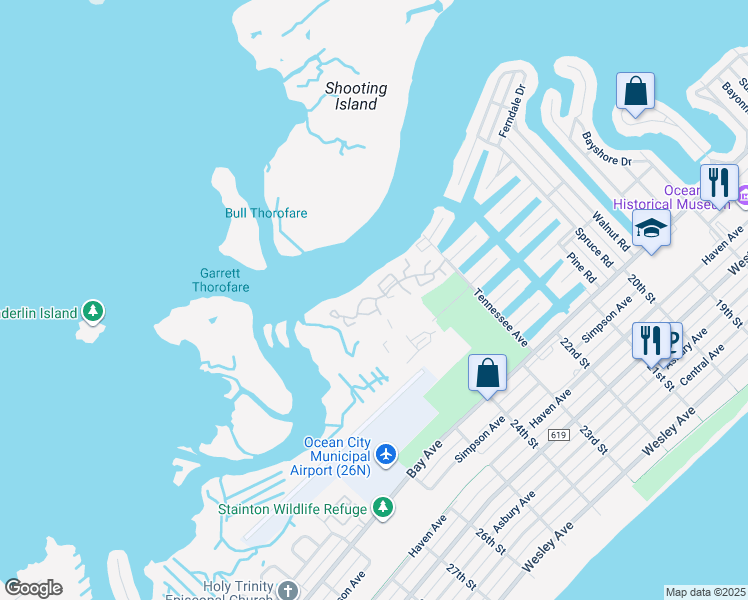 map of restaurants, bars, coffee shops, grocery stores, and more near 107 Breton Court in Ocean City