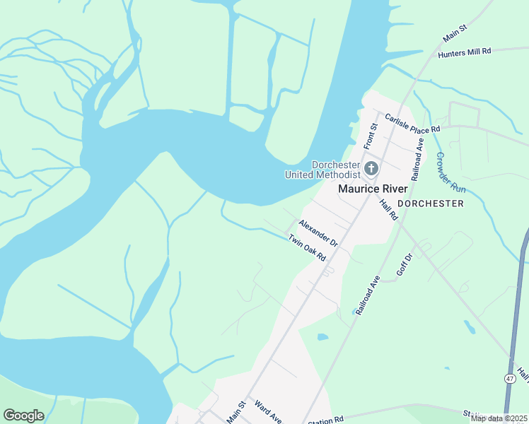 map of restaurants, bars, coffee shops, grocery stores, and more near 23 Twin Oak Road in Maurice River