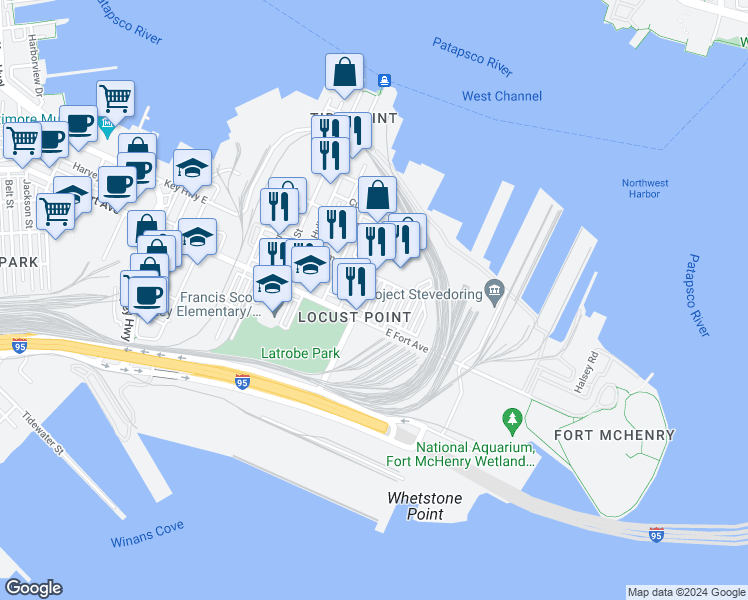 map of restaurants, bars, coffee shops, grocery stores, and more near 101 Independence Avenue Southeast in Washington