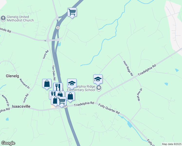 map of restaurants, bars, coffee shops, grocery stores, and more near 13364 Hunt Ridge Road in Ellicott City