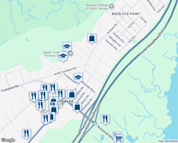 map of restaurants, bars, coffee shops, grocery stores, and more near 3 Hollyberry Lane in Marmora