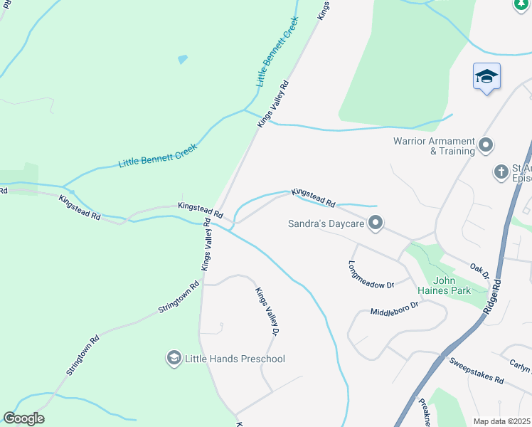 map of restaurants, bars, coffee shops, grocery stores, and more near 11240 Kingstead Road in Damascus