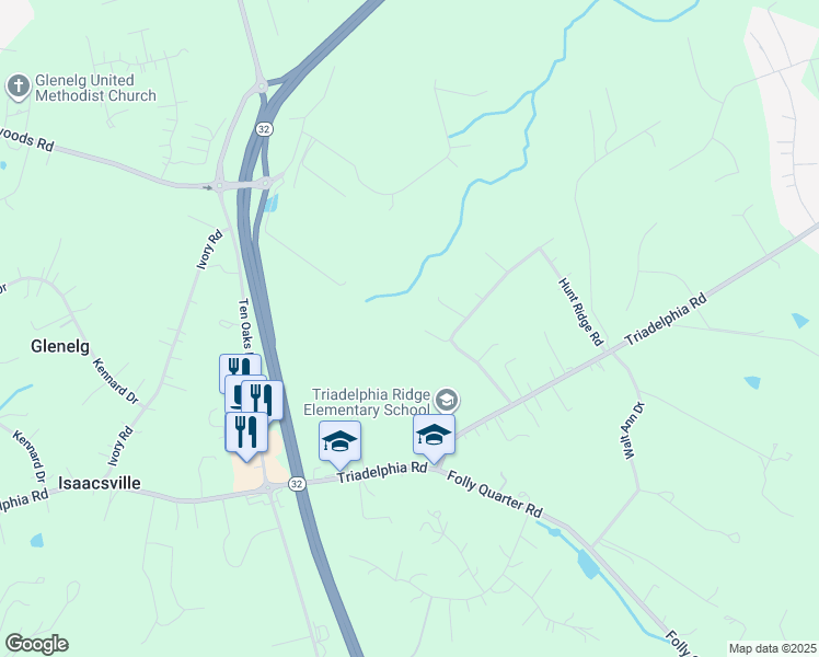 map of restaurants, bars, coffee shops, grocery stores, and more near 13364 Hunt Ridge Road in Ellicott City