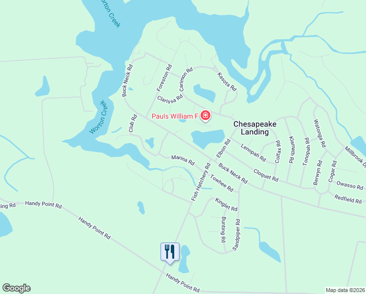 map of restaurants, bars, coffee shops, grocery stores, and more near 23275 Buck Neck Road in Chestertown