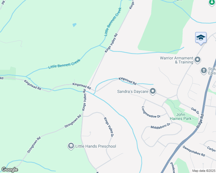 map of restaurants, bars, coffee shops, grocery stores, and more near 11240 Kingstead Road in Damascus