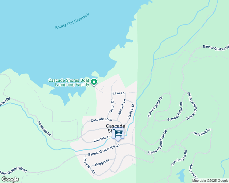 map of restaurants, bars, coffee shops, grocery stores, and more near 15039 Lake Lane in Nevada City