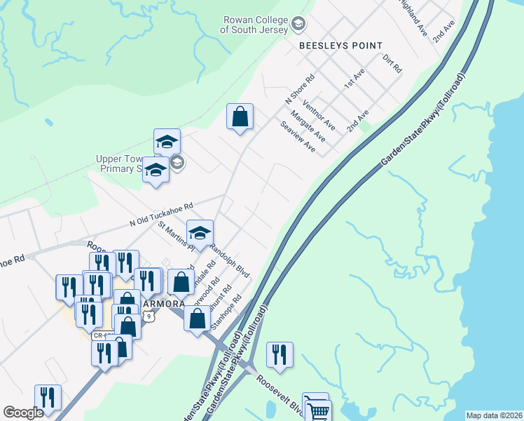 map of restaurants, bars, coffee shops, grocery stores, and more near 6 Lake Corson Lane in Marmora
