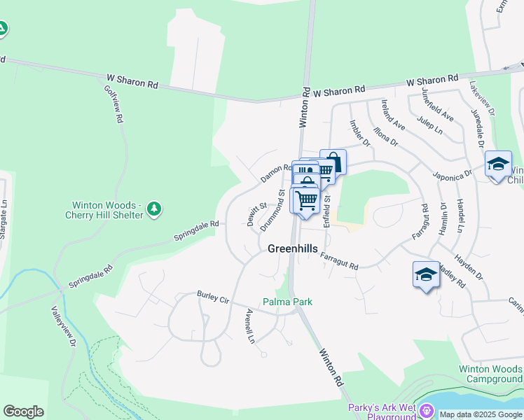 map of restaurants, bars, coffee shops, grocery stores, and more near 27 Drummond Street in Cincinnati