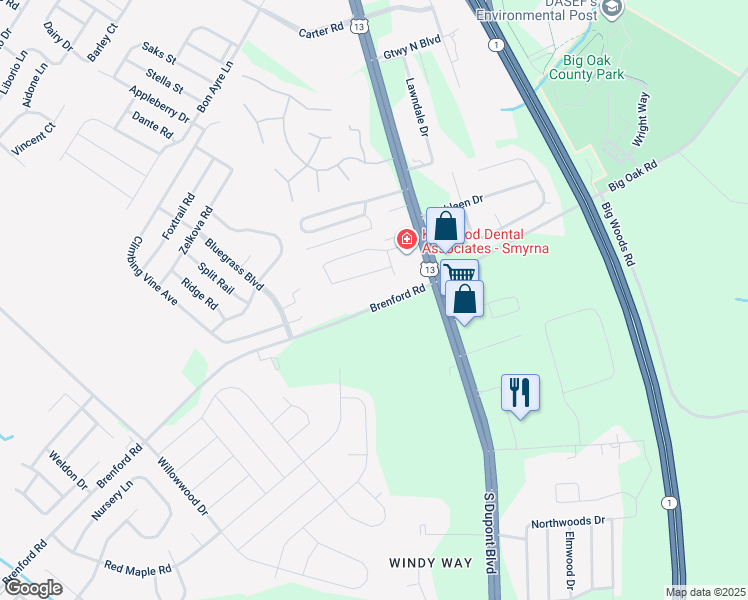 map of restaurants, bars, coffee shops, grocery stores, and more near 4549 Brenford Road in Smyrna