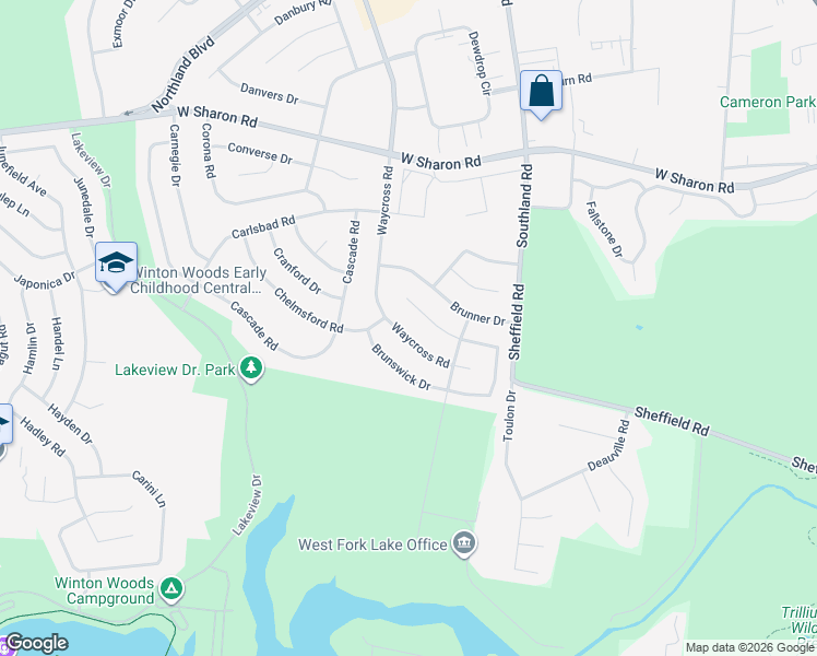 map of restaurants, bars, coffee shops, grocery stores, and more near 547 Waycross Road in Cincinnati