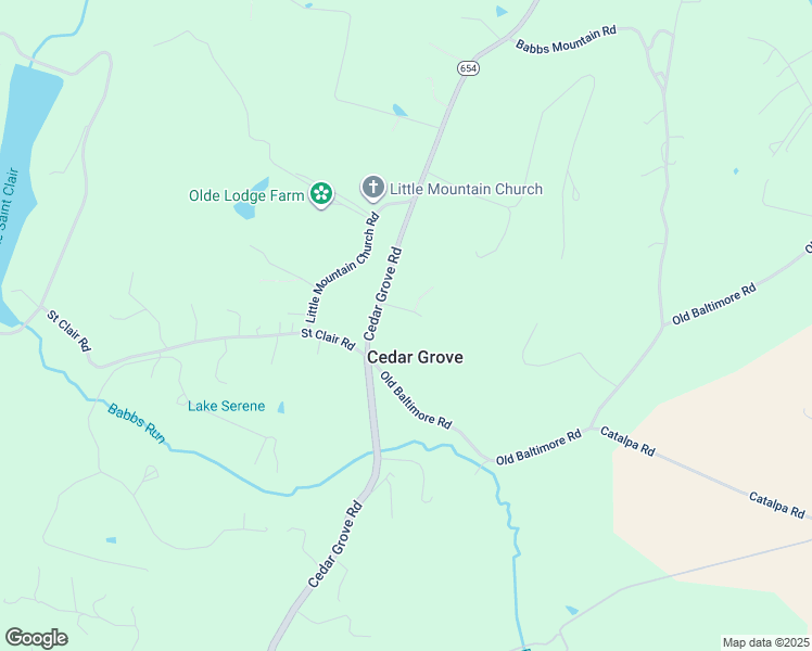 map of restaurants, bars, coffee shops, grocery stores, and more near 1052 Cedar Grove Road in Winchester