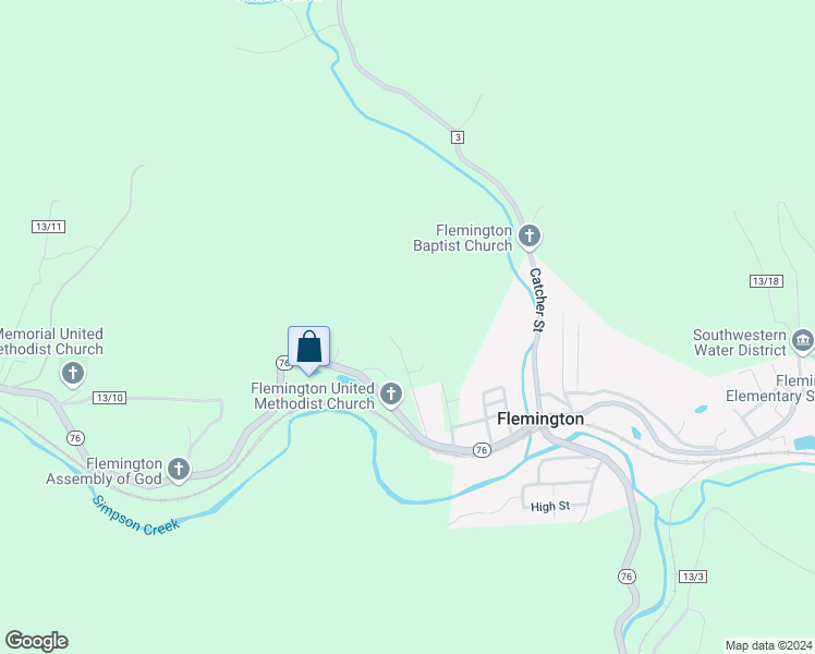 map of restaurants, bars, coffee shops, grocery stores, and more near in Flemington