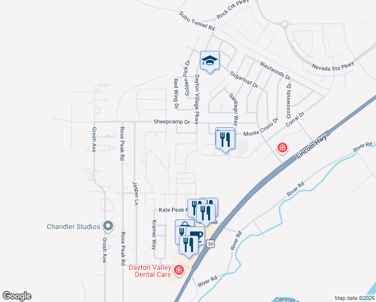 map of restaurants, bars, coffee shops, grocery stores, and more near 404 Valley Circle in Dayton