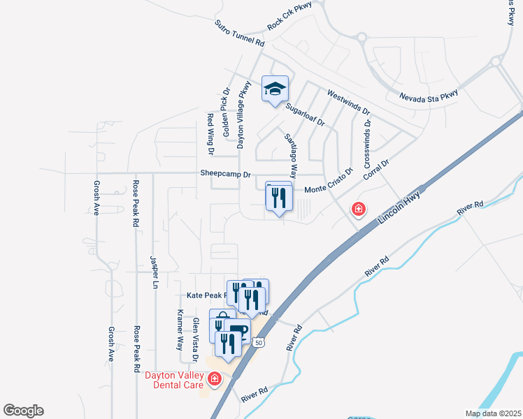 map of restaurants, bars, coffee shops, grocery stores, and more near 316 Sweetwater Circle in Dayton