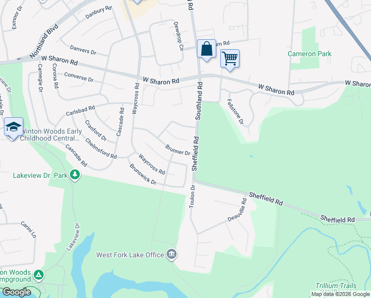 map of restaurants, bars, coffee shops, grocery stores, and more near 569 Beaufort Court in Cincinnati