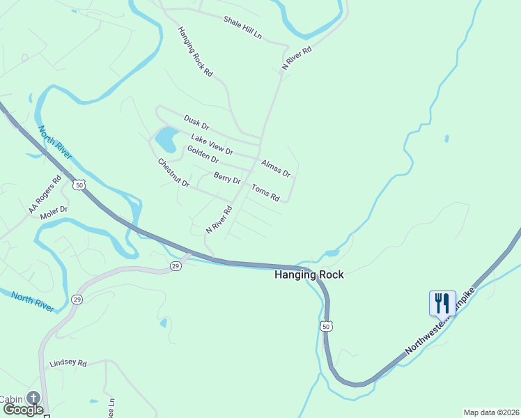 map of restaurants, bars, coffee shops, grocery stores, and more near 61 Johns Road in Augusta