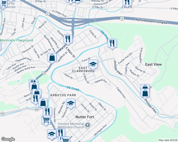 map of restaurants, bars, coffee shops, grocery stores, and more near 161 Fowler Avenue in Mount Clare
