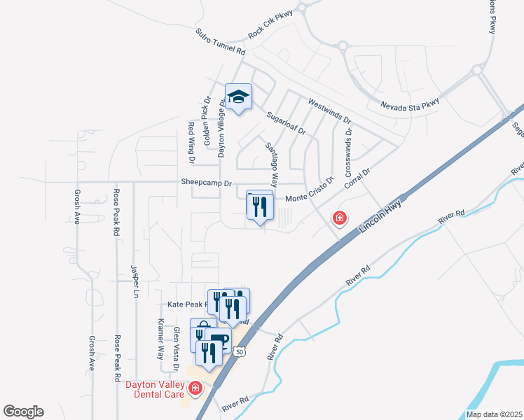 map of restaurants, bars, coffee shops, grocery stores, and more near 316 Sweetwater Circle in Dayton