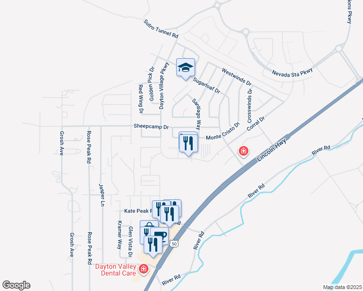 map of restaurants, bars, coffee shops, grocery stores, and more near 316 Sweetwater Circle in Dayton