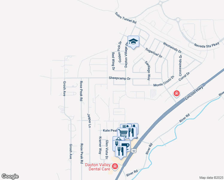 map of restaurants, bars, coffee shops, grocery stores, and more near 410 Valley Circle in Dayton