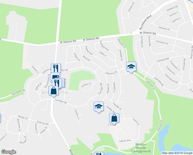 map of restaurants, bars, coffee shops, grocery stores, and more near 308 Ingram Road in Cincinnati