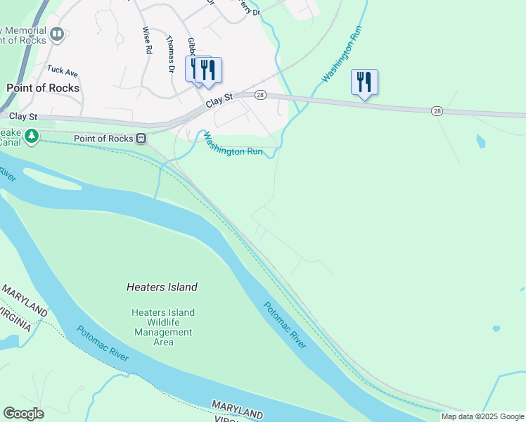 map of restaurants, bars, coffee shops, grocery stores, and more near 4092 Rock Hall Road in Point of Rocks