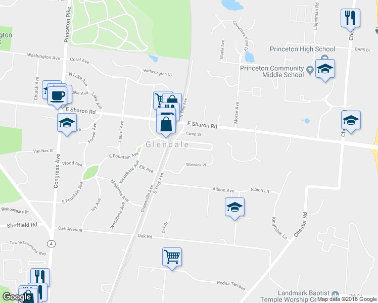 map of restaurants, bars, coffee shops, grocery stores, and more near 321 East Willow Avenue in Cincinnati