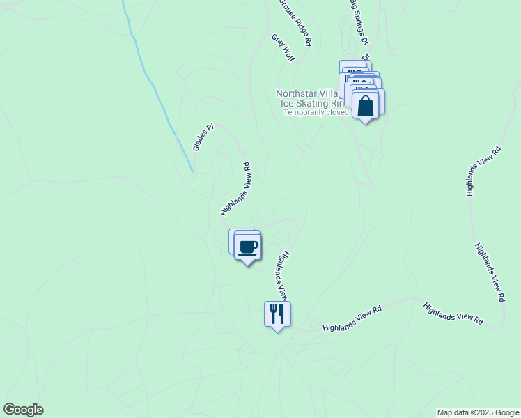 map of restaurants, bars, coffee shops, grocery stores, and more near 14479 Home Run Trail in Truckee