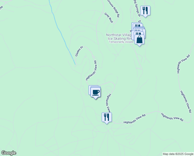 map of restaurants, bars, coffee shops, grocery stores, and more near 14479 Home Run Trail in Truckee