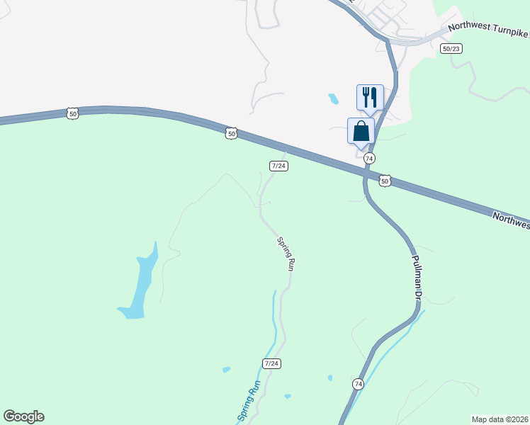 map of restaurants, bars, coffee shops, grocery stores, and more near 226 U.S. 50 in Pennsboro