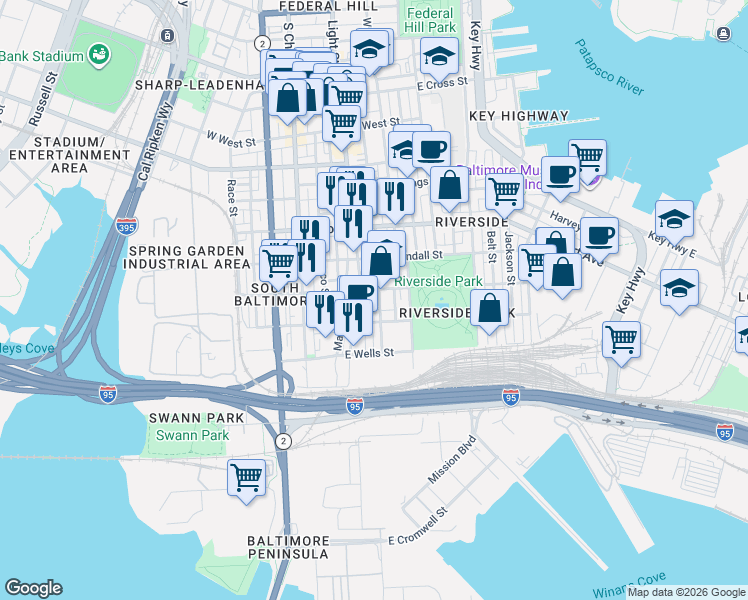 map of restaurants, bars, coffee shops, grocery stores, and more near 101 Independence Avenue Southeast in Washington