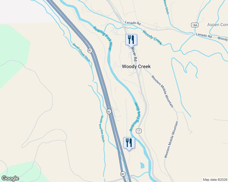 map of restaurants, bars, coffee shops, grocery stores, and more near 176 Twining Flats Rd in Aspen