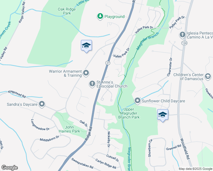 map of restaurants, bars, coffee shops, grocery stores, and more near 10627 Shasta Court in Damascus