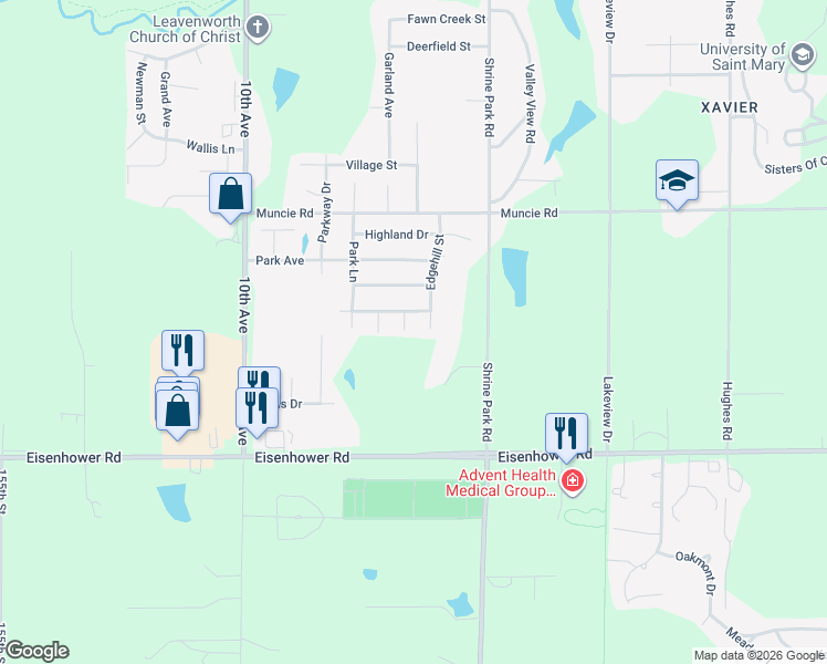 map of restaurants, bars, coffee shops, grocery stores, and more near 4809 Broadway Terrace in Leavenworth