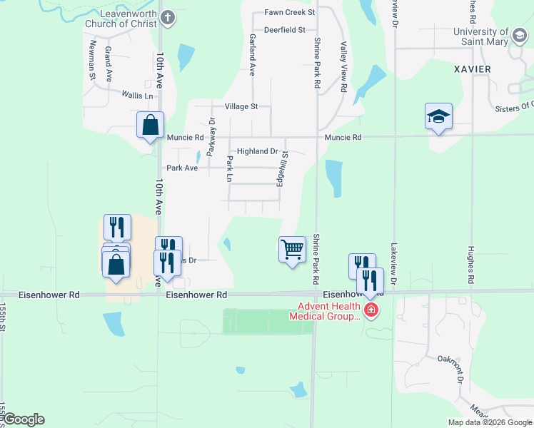 map of restaurants, bars, coffee shops, grocery stores, and more near 4809 Broadway Terrace in Leavenworth