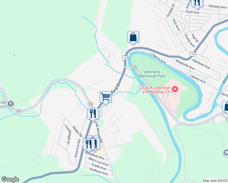map of restaurants, bars, coffee shops, grocery stores, and more near 94 Armory Road in Clarksburg