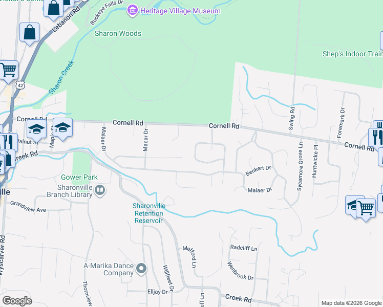 map of restaurants, bars, coffee shops, grocery stores, and more near 4023 Haverstraw Drive in Cincinnati
