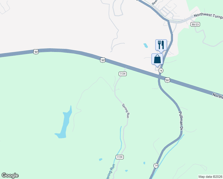 map of restaurants, bars, coffee shops, grocery stores, and more near 226 U.S. 50 in Pennsboro
