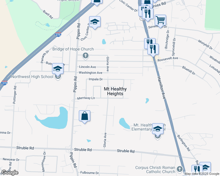 map of restaurants, bars, coffee shops, grocery stores, and more near 10757 Sunliner Court in Cincinnati