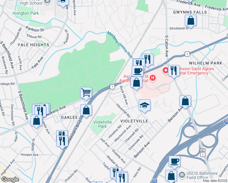map of restaurants, bars, coffee shops, grocery stores, and more near 101 Independence Avenue Southeast in Washington