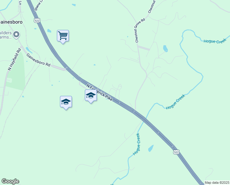 map of restaurants, bars, coffee shops, grocery stores, and more near 4544 North Frederick Pike in Winchester