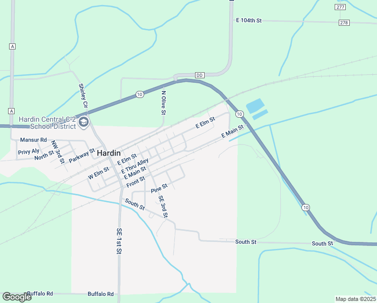 map of restaurants, bars, coffee shops, grocery stores, and more near 619 East Main Street in Hardin