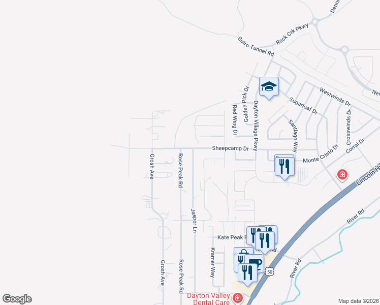 map of restaurants, bars, coffee shops, grocery stores, and more near 88 Jasper Lane in Dayton